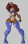  black_nose blue_eyes breasts clothing female hair legwear sally_acorn sega solo sonic_(series) stockings xopachi 