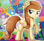  8-bit blue_eyes brown_hair button&#039;s_mom button's_mom cutie_mark english_text equine female friendship_is_magic hair horse looking_at_viewer mammal my_little_pony pony smile solo standing text the-butch-x 