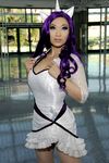  cleavage clothed clothing cosplay dress female friendship_is_magic hair human inside lips long_hair mammal my_little_pony nails purple_hair rarity_(mlp) solo standing yaya_han yayahan 