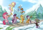 applejack_(mlp) bassoon blonde_hair blue_eyes blue_fur cello cowboy_hat cutie_mark dragon earth_pony equine eyes_closed flute fluttershy_(mlp) flying freckles friendship_is_magic fur green_eyes group hair hat hi_res horn horse horse_tail instrument kettle_drum mammal mountain mrs1989 multi-colored_hair musical_instrument my_little_pony one_eye_closed open_mouth orange_fur outside pegasus pink_fur pink_hair pinkie_pie_(mlp) pony purple_eyes purple_fur purple_hair rainbow_dash_(mlp) rainbow_hair rarity_(mlp) smile snow spike_(mlp) stetson_hat tails tree trumpet twilight_sparkle_(mlp) unicorn violin wand white_fur wig winged_unicorn wings yellow_fur 