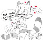  &lt;3 anthro big_breasts blaze_the_cat blush breasts cat cleavage clothed clothing cute dialog english_text feline female heartlesssoul hug mammal marine_the_raccoon mother_and_daughter naval_the_raccoon raccoon sega smile sonic_(series) text 