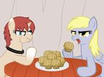  aha-mccoy animated blonde_hair contest derpy_hooves_(mlp) duo equine female feral food friendship_is_magic fur grey_fur hair horn horse mammal muffins my_little_pony open_mouth original_character pegasus plate pony table unicorn wings yellow_eyes 