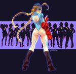  ahoge aprile ass back_cutout blonde_hair blue_eyes blue_leotard boots cammy_white decapre enero fevrier fingerless_gloves gloves huge_ahoge jianyu juli juni knee_boots leotard long_hair marz_(street_fighter) multiple_girls noembelu revision ribbed_leotard robert_porter santamu satsuki_(street_fighter) shadaloo_dolls silhouette smile solo_focus street_fighter street_fighter_zero_(series) thong_leotard thumbs_up turtleneck xiayu 