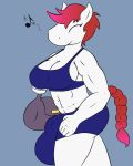  anthro big_breasts breasts brenna_jorunn bulge dickgirl equine huge_breasts ikakins intersex mammal muscular simple_background solo whistling 