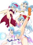  :o bare_legs blue_hair bracelet choker clenched_hands commentary_request earrings green_eyes half_updo jewelry kicking long_hair madou_monogatari md5_mismatch midriff multiple_girls multiple_persona panties pantyshot pink_panties ponytail puyopuyo rulue_(puyopuyo) serious skirt tessai underwear white_background white_panties 