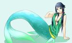  arm_support bad_id bad_pixiv_id breasts fukami_nana long_hair medium_breasts mermaid monster_girl nawoto_oota original smile solo 