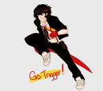  black_hair figgy_(gatobread) fingerless_gloves genderswap genderswap_(ftm) gloves kill_la_kill male_focus matoi_ryuuko protected_link running school_uniform senketsu shoes sneakers solo suspenders 