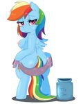  alpha_channel anthro blue_fur blush breasts butt cutie_mark english_text equine female friendship_is_magic fur hair half-closed_eyes horse jar looking_at_viewer loopend mammal multi-colored_hair my_little_pony nude pegasus plain_background pony rainbow_dash_(mlp) rainbow_hair solo text towel transparent_background wings 