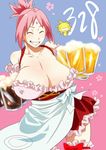  alcohol apron bare_shoulders beer breasts cherry_blossoms chest clenched_teeth cola crossover erect_nipples eyebrows eyelashes eyes_closed female girl grin haruno_sakura huge_breasts large_breasts maid maid_apron maid_outfit maid_uniform moyashimon naruto naruto_shippuuden neck nipples oryzae-tan pink_hair ponytail root_beer skirt smile solo sunahara_wataru teeth throat woman 