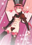  boots breasts c-string cotatu eighth_note elbow_gloves gloves hat heart jakuzure_nonon kill_la_kill medium_breasts musical_note pink_eyes pink_hair revealing_clothes shako_cap sidelocks smile solo speaker symphony_regalia thigh_boots thighhighs underboob 