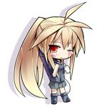  blush_stickers borrowed_character chibi hinomaru_(kotoba) katami_shinta long_hair looking_at_viewer original red_eyes scar simple_background skirt solo white_background 