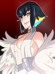  alternate_hairstyle black_hair blue_eyes breasts center_opening choker cleavage cosplay dangerousbride feather_boa kill_la_kill kiryuuin_ragyou kiryuuin_ragyou_(cosplay) kiryuuin_satsuki lipstick makeup medium_breasts multicolored multicolored_hair purple_lipstick rainbow_hair short_hair sideboob solo what_if 