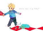 bad_id bad_pixiv_id blonde_hair bow child engrish holding_hands jacket leopold_stotch male_focus naoko_(juvenile) out_of_frame pants ranguage simple_background sleeves_past_wrists solo_focus south_park walking white_background 