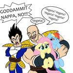 alpha_channel angry black_hair crossover cute dialog dragon_ball dragon_ball_z english_text equine facial_hair female feral fluttershy_(mlp) friendship_is_magic group hair hi_res horse horse_tail hug long_hair male mammal mickeymonster monkey_tail multi-colored_hair muscles mustache my_little_pony nappa one_eye_closed open_mouth pegasus pink_hair pony purple_eyes rainbow_dash_(mlp) rainbow_hair rainbow_tail saiyan scared teal_eyes teeth text vegeta vito wings 