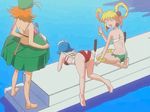  3girls animated animated_gif ass ass_shake bikini blonde_hair blue_hair eiken grace_lin multiple_girls orange_hair swimsuit 