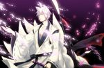  animal_ears bicolored_eyes black_hair horns inu_x_boku_ss japanese_clothes miketsukami_soushi shirakiin_ririchiyo sword weapon white_hair 