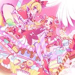  :d blonde_hair blue_eyes bow candy cherry chiyo_(rotsurechiriha) cupcake cushion dokidoki!_precure dress dutch_angle food fruit hairband heart high_heels holding lace letter lollipop long_hair looking_at_viewer madoka_aguri multiple_girls open_mouth orange_hair pantyhose parfait precure red_eyes regina_(dokidoki!_precure) ribbon short_sleeves sitting smile strawberry striped striped_legwear whipped_cream 