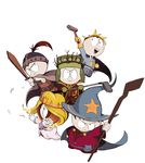  5boys blonde_hair brown_hair cape carriedraws eric_cartman flower gloves golf_club hammer hat helmet highres kenny_mccormick kyle_broflovski leopold_stotch multiple_boys smile south_park south_park:_the_stick_of_truth staff stan_marsh tiara wooden_sword 