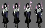  1girl alex_ahad angry bangs black_hair blunt_bangs blush commentary expressions gaia_online ghost long_hair long_skirt pale_skin pink_eyes school_uniform serafuku skirt x-ray 