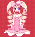  bad_id bad_pixiv_id blonde_hair blue_eyes bow dress drill_hair eyepatch hair_bow harime_nui kill_la_kill long_hair open_mouth pink_bow pink_dress smile solo strapless strapless_dress tanjel twin_drills twintails 