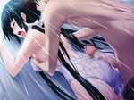  1boy 1girl ass black_hair blush buttjob censored cum cum_on_ass ejaculation eyes_closed maji_de_watashi_ni_koi_shinasai! mayuzumi_yukie mixed_bathing mosaic_censoring naoe_yamato penis rubbing shower swimsuit twintails 