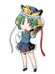  bad_id bad_pixiv_id chibi green_hair hat hinemosu_notari purple_eyes ribbon rod_of_remorse shiki_eiki solo touhou 