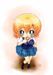  :o bad_id bad_pixiv_id blonde_hair blue_eyes blush copyright_request miniskirt plaid plaid_skirt saitou_takana shoes short_hair skirt socks solo standing sweater_vest vest 