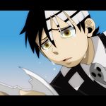  bad_id bad_pixiv_id black_hair death_the_kid male_focus ryuki_(98672) solo soul_eater tears white_hair yellow_eyes 