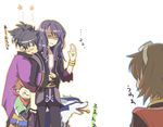  3boys bad_id bad_pixiv_id black_hair blush bracelet brown_hair dog enomoto_(luck-by-luck) goggles jewelry karol_capel kiseru long_hair multiple_boys pipe ponytail purple_hair raven_(tales) repede rita_mordio scarf short_hair smile tales_of_(series) tales_of_vesperia tears translated yuri_lowell 