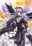  bad_id bad_pixiv_id dress frills hairband purple_eyes rozen_maiden silver_hair solo suigintou sword traditional_media trimcolor weapon wings 