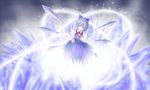  blue_hair cirno crystal emu_ichigo ice ribbon short_hair solo touhou wings 