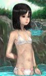  bad_id bad_pixiv_id bikini black_eyes black_hair copyright_request day flat_chest nature pon solo submerged swimsuit 
