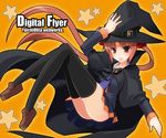  ass black_legwear blush cape copyright_request grey_eyes hair_ribbon hat long_hair no_panties oota_yuuichi pink_hair pleated_skirt ribbon shoes sitting skirt solo star thighhighs twintails very_long_hair witch witch_hat zettai_ryouiki 
