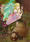  3boys art_brush bad_id bad_pixiv_id blonde_hair book brown_hair bug butterfly castle cat closed_eyes dreaming easel elf fairy flower highres insect multiple_boys multiple_girls original paintbrush palette pointy_ears size_difference sleeping tobi_(kotetsu) wings 