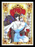  black_hair blonde_hair canine collar fox gay girly gloves hair king lace leash legwear luthien_nightwolf luthiennightwolf male mammal mrmephit queen royalty shininomai skunk stockings throne torches 