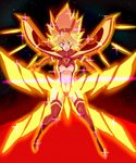  arios_(orochi_yuta) blonde_hair blue_eyes breasts highres kill_la_kill large_breasts looking_at_viewer matoi_ryuuko red_legwear senketsu senketsu-kisaragi space sparkle spoilers thighhighs underboob 