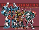  drift ichira-san mecha multiple_boys robot rodimus science_fiction simple_background transformers ultra_magnus 