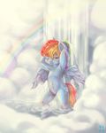  anthro anthrofied arms_behind_head blush cutie_mark equine female flat_chested friendship_is_magic hair looking_at_viewer mammal mrs1989 multi-colored_hair my_little_pony navel nude one_eye_closed outside pegasus rainbow rainbow_dash_(mlp) rainbow_hair solo standing water waterfall wet wings 