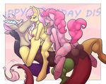 &lt;3 anthro anthrofied antler antlers anus balls beard big_breasts blue_eyes breasts cutie_mark discord_(mlp) draconequus english_text equine eyes_closed facial_hair female fluttershy_(mlp) friendship_is_magic fur hair horn horse kissing male mammal my_little_pony nipples pegasus penis pink_fur pink_hair pinkie_pie_(mlp) pony saliva sex spotty_the_cheetah straight tails text tongue tongue_out wings yellow_fur 
