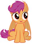  alpha_channel animal_ears bat_pony cute equine fangs female feral friendship_is_magic fur hair magister39 mammal my_little_pony open_mouth orange_fur plain_background pointy_ears purple_hair red_eyes scootaloo_(mlp) sitting smile solo transparent_background vampire wings 