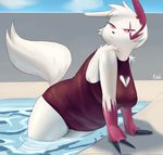  anthro big_breasts black_nose breasts chubby claws female looking_at_viewer nintendo overweight pienji pok&#233;mon pok&#233;morph pok&eacute;mon pool solo swimsuit video_games water zangoose 