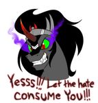  black_fur english_text equine friendship_is_magic fur grin horn king_sombra_(mlp) male mammal mickeymonster my_little_pony plain_background red_eyes smile solo teeth text unicorn white_background 