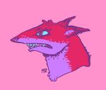  ambiguous_gender blue_eyes canine fox fur hair mammal mutisija open_mouth pink_background pink_fur pink_hair plain_background short_hair simple_background solo teeth 