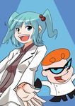  1boy 1girl ???? bad_id blue_hair crossover dexter dexter&#039;s_laboratory dexter's_laboratory kawashiro_nitori orange_hair touhou younger å›§å…šä¸»å¸­ 