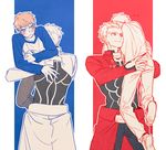  archer bad_id bad_pixiv_id blush emiya_shirou fate/stay_night fate_(series) multiple_boys orange_eyes orange_hair smile taa_(acid) white_hair 