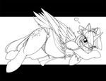  &lt;3 black_and_white equine female feral friendship_is_magic horn longinius looking_at_viewer lying mammal monochrome my_little_pony on_side sketch smile solo twilight_sparkle_(mlp) underwear winged_unicorn wings 