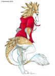  bottomless breasts clothed clothing feathers female kashmere looking_at_viewer sergal side_boob skimpy solo 