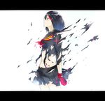  black_hair gloves isshiki_(ffmania7) kill_la_kill letterboxed matoi_ryuuko multicolored_hair school_uniform senketsu serafuku single_glove smile sparkle spoilers tears torn_clothes two-tone_hair 