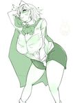  alternate_breast_size antennae blush breasts cape covering covering_crotch full-face_blush hand_behind_head hanging_breasts heart huge_breasts looking_at_viewer naughty_face older see-through skirt smile solo takatoo_kurosuke thick_thighs thighs touhou wet wet_clothes wriggle_nightbug 