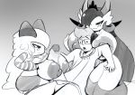  2018 between_breasts big_breasts big_thighs breasts celia_(penlink) erection female freckles gardevoir group hair half-closed_eyes huge_breasts human humanoid kirlia lester_(penlink) long_hair male male/female mammal monochrome nintendo nipples penis penlink pok&eacute;mon pok&eacute;mon_(species) sex short_stack smile surprise titfuck video_games voluptuous wide_hips 